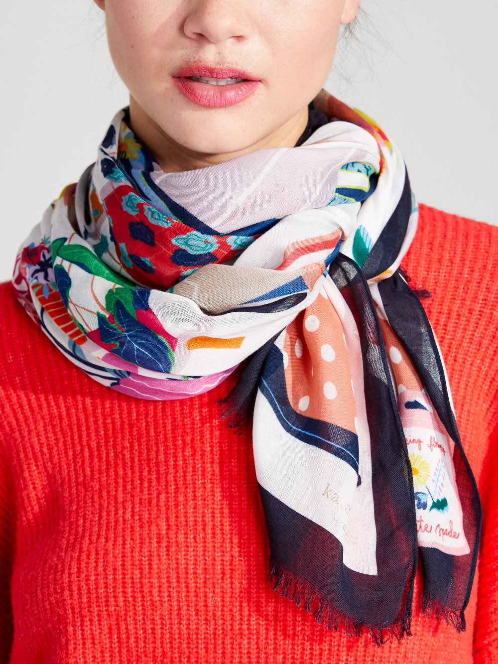 Women's 151 french cream (february) flower pot jungle oblong scarf | Kate Spade