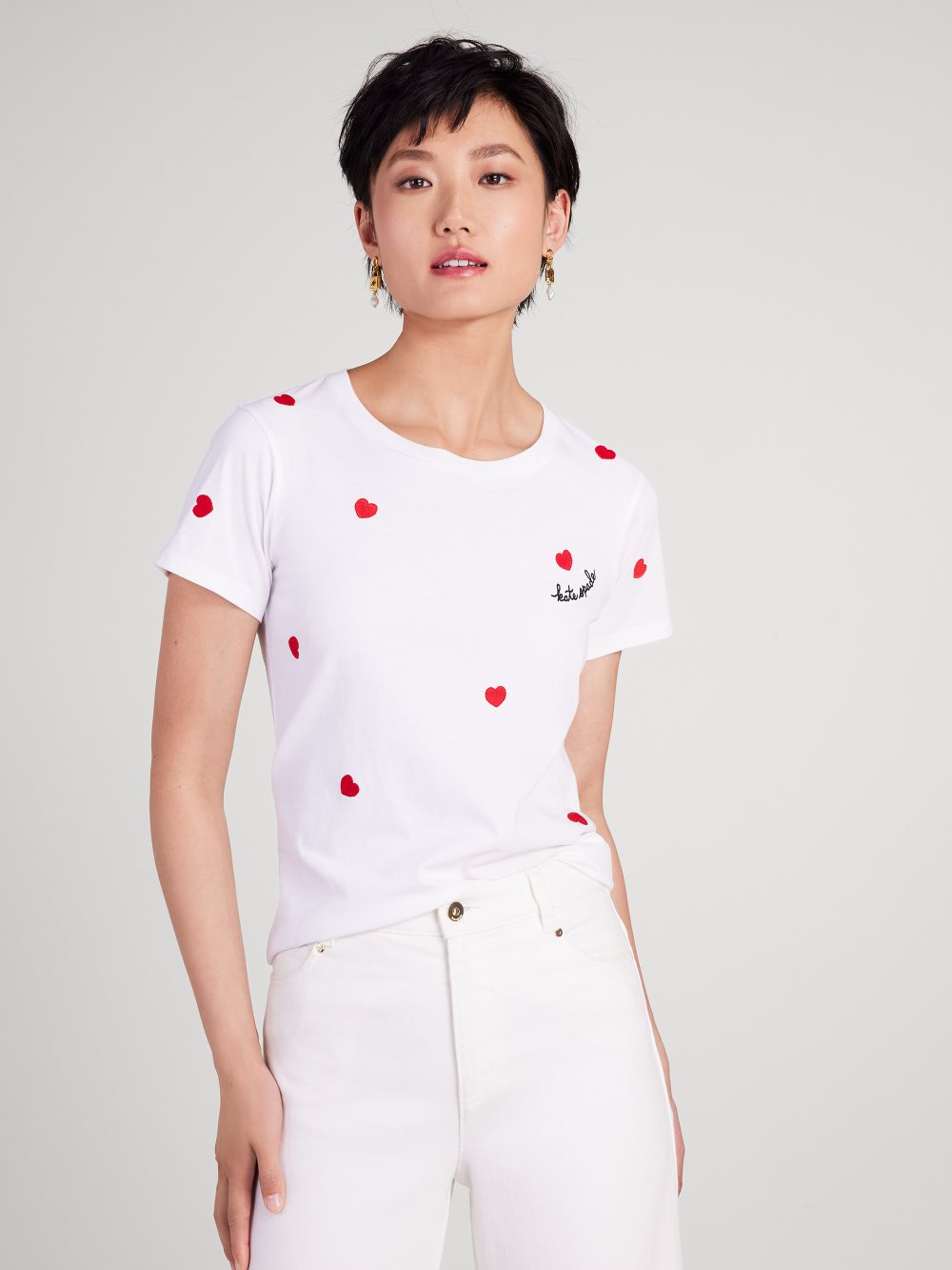 Women's fresh white embroidered hearts tee | Kate Spade