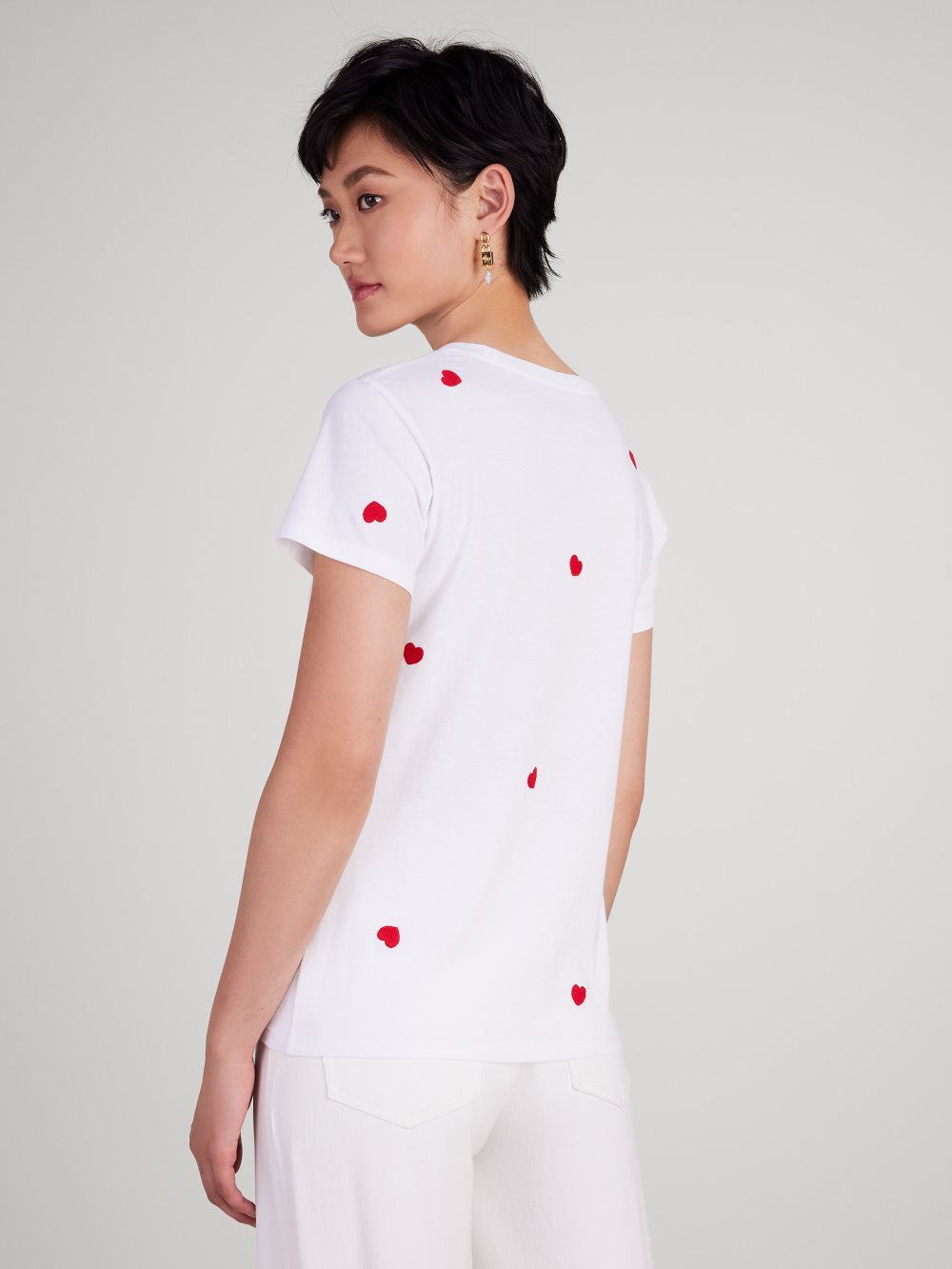 Women's fresh white embroidered hearts tee | Kate Spade