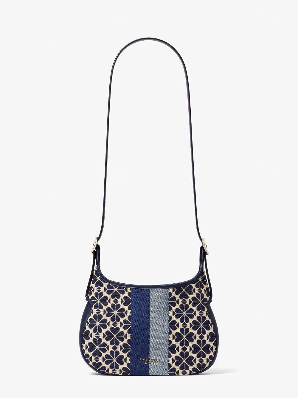 Women's blue multicolor spade flower jacquard stripe penny small hobo bag | Kate Spade