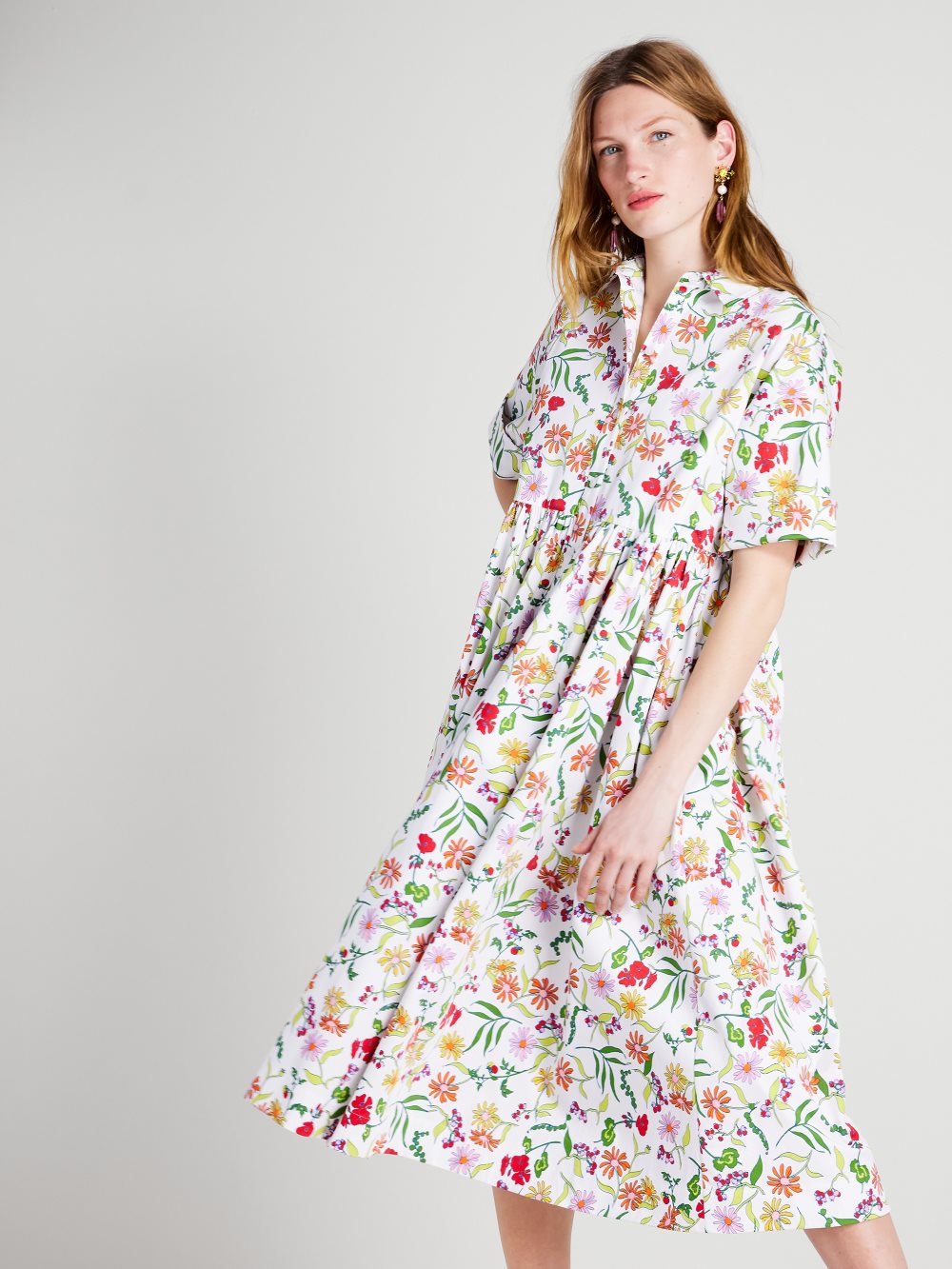 Women's  fresh white multi  rooftop garden floral montauk dress | Kate Spade