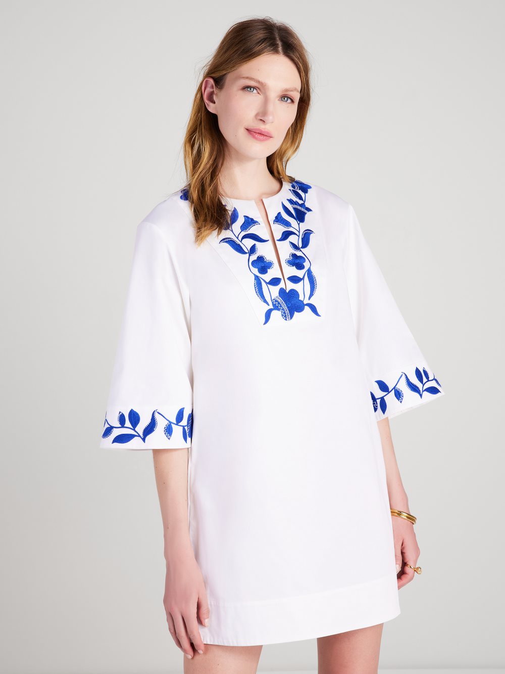 Women's fresh white embroidered zigzag floral tunic dress | Kate Spade