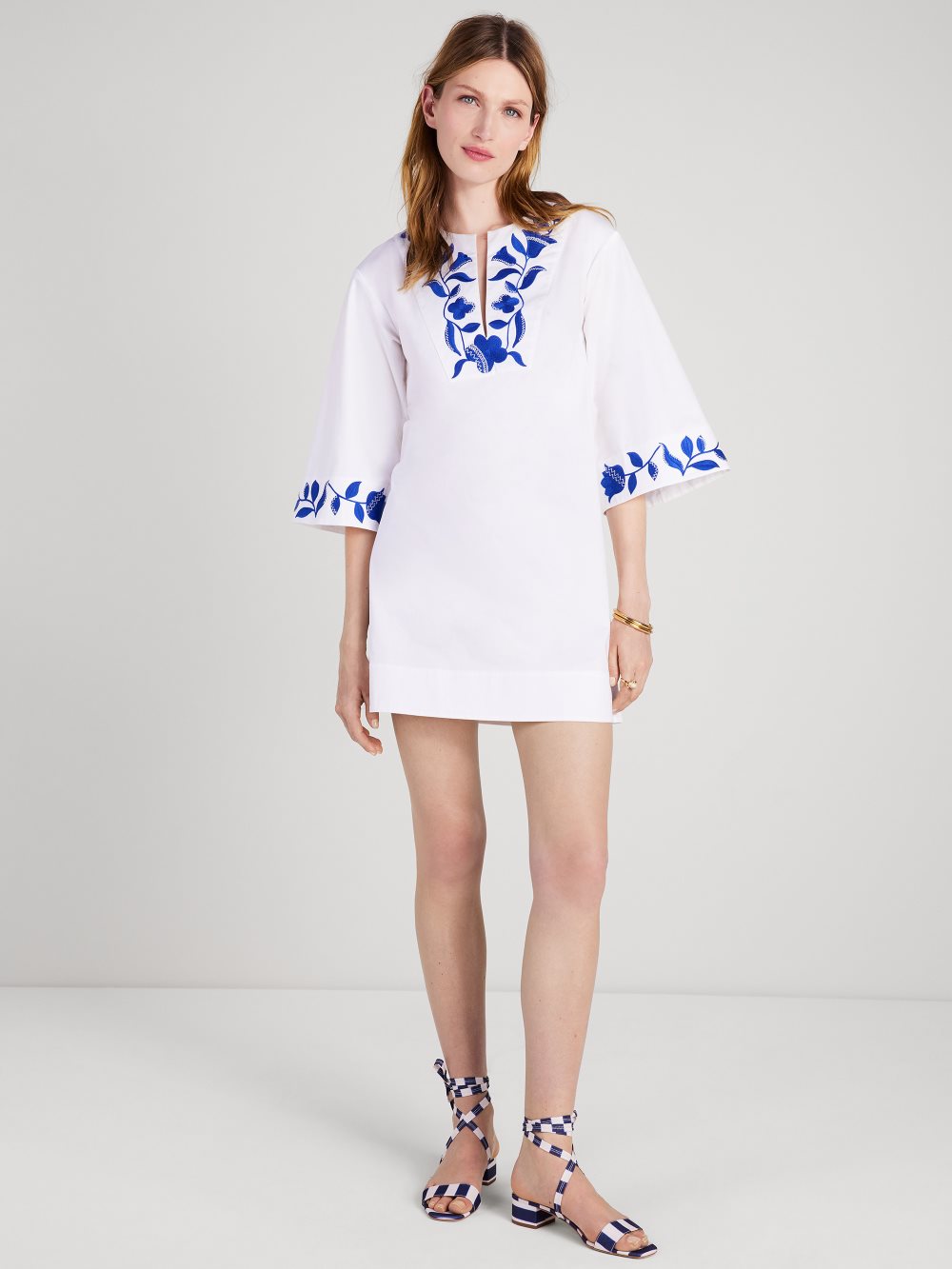 Women's fresh white embroidered zigzag floral tunic dress | Kate Spade