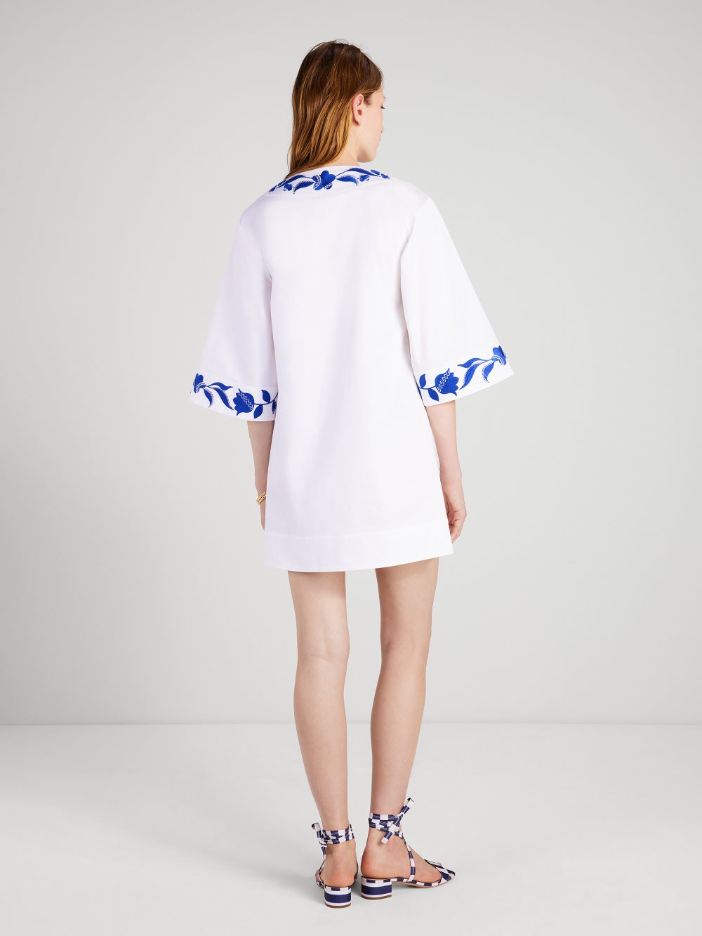 Women's fresh white embroidered zigzag floral tunic dress | Kate Spade