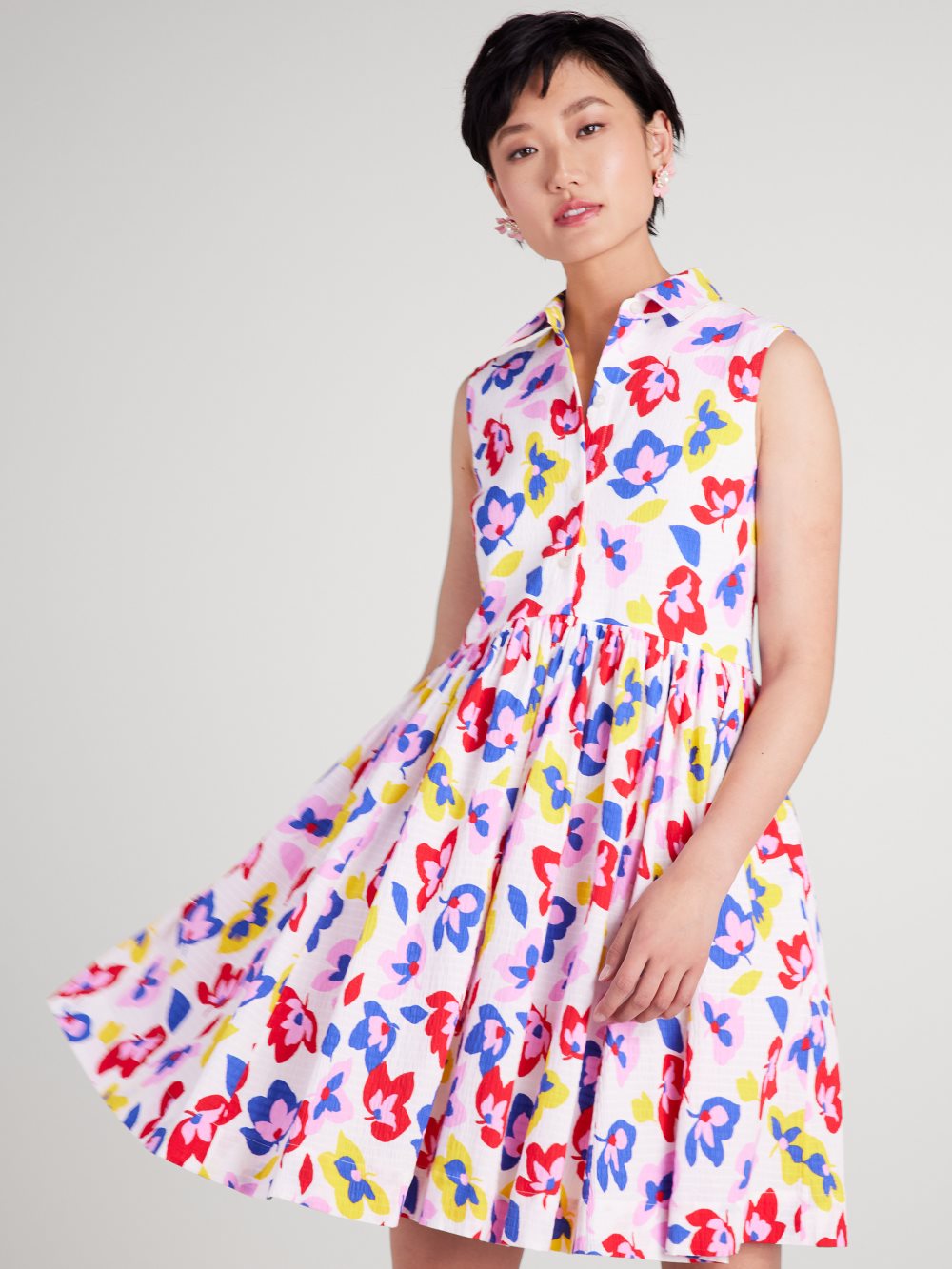 Women's cream multi summer flowers marina dress | Kate Spade