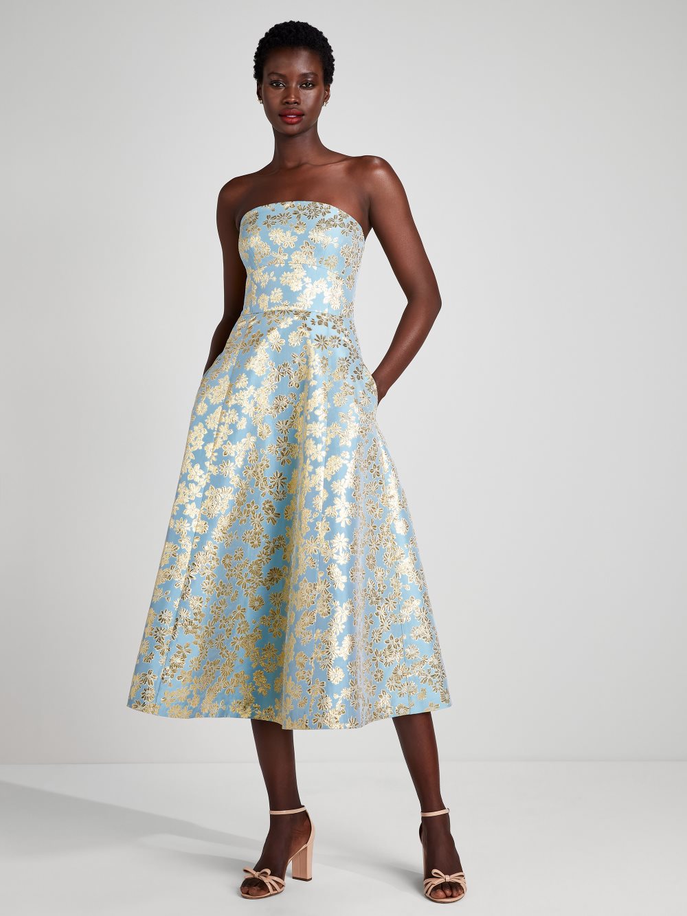 Women's tranquil blue floral medley brocade dress | Kate Spade