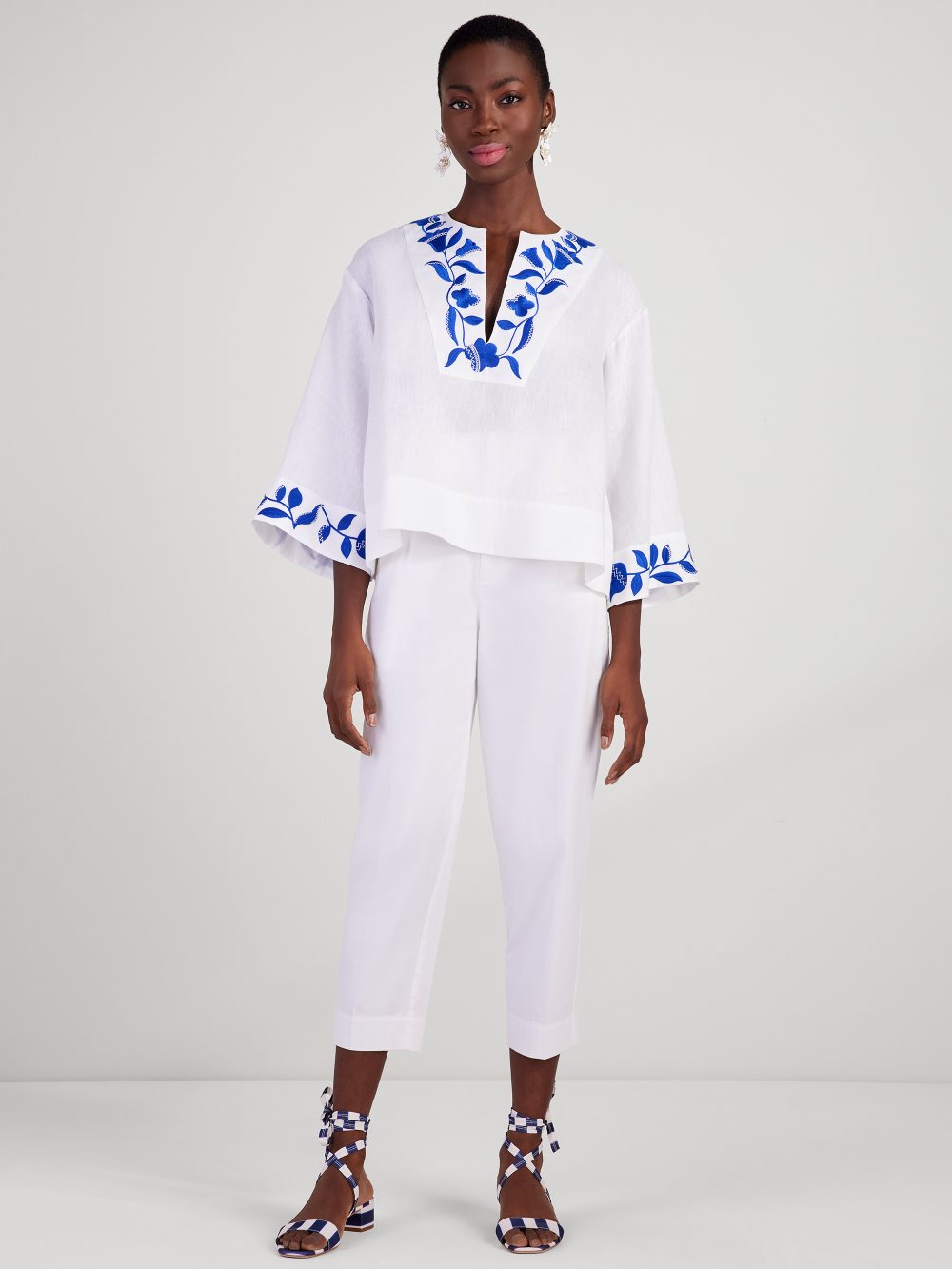 Women's fresh white embroidered zigzag floral tunic top | Kate Spade