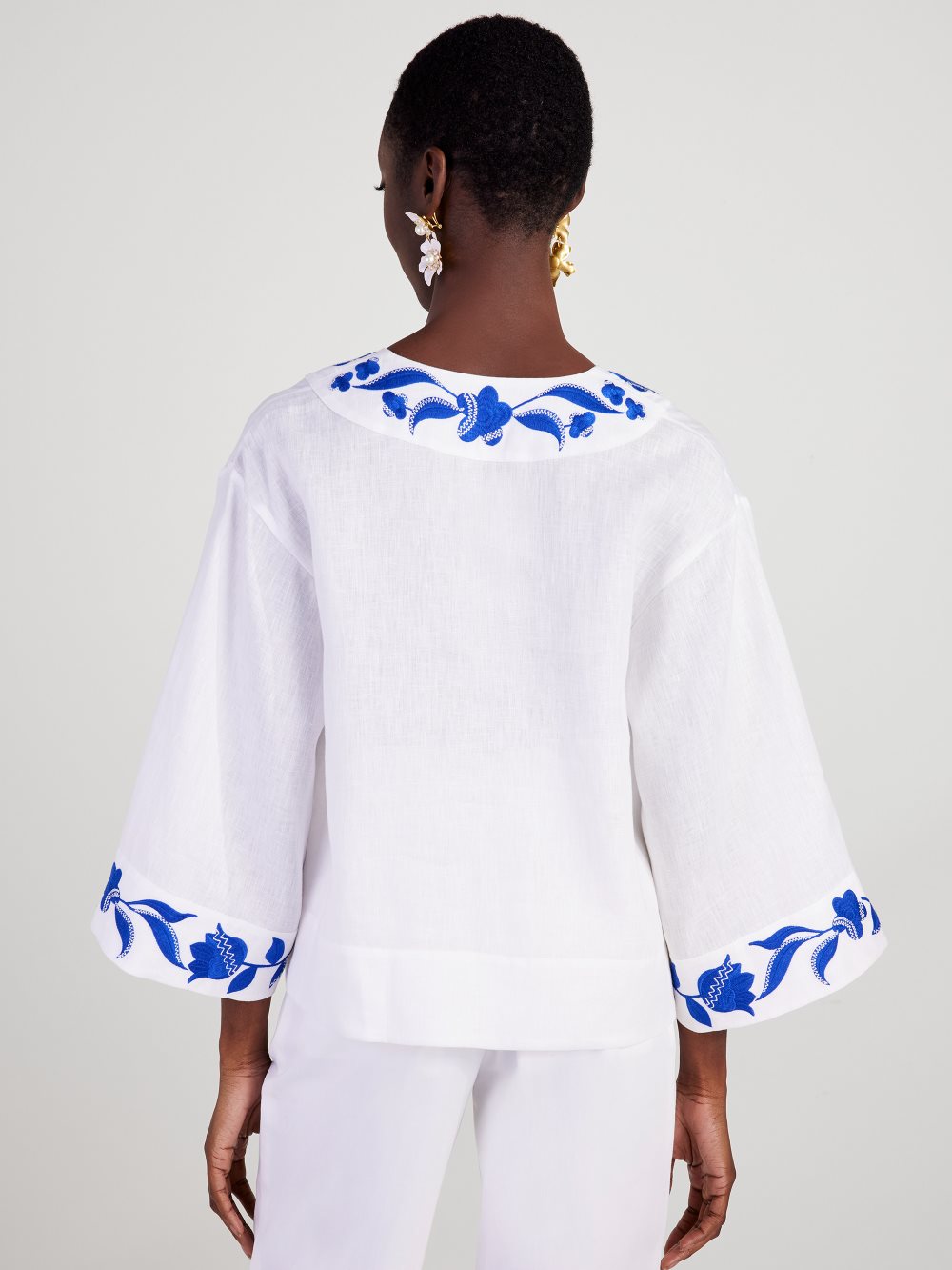 Women's fresh white embroidered zigzag floral tunic top | Kate Spade