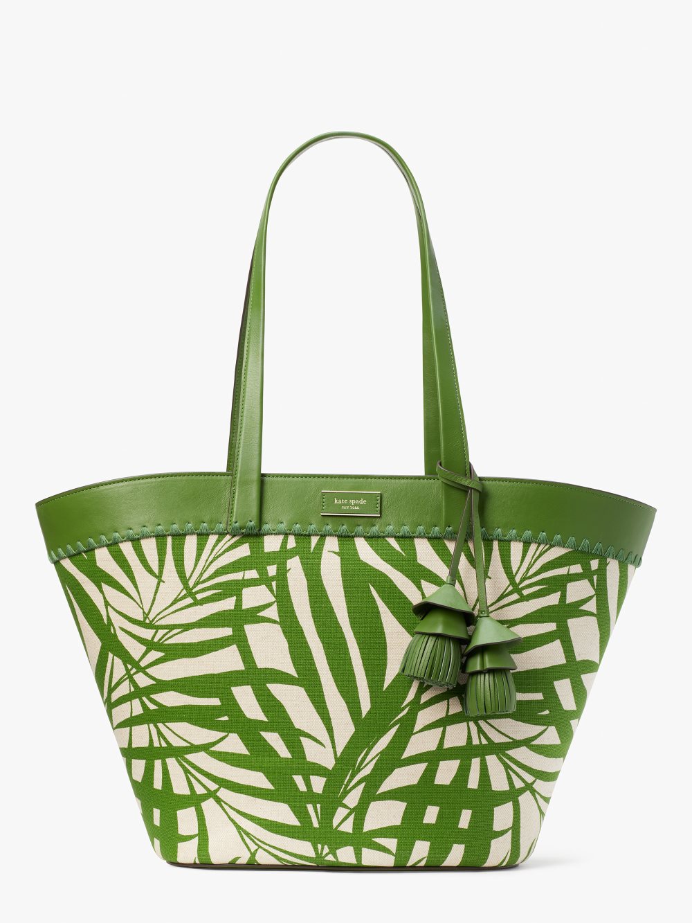 Women's bitter greens multi the pier palm fronds canvas medium tote | Kate Spade