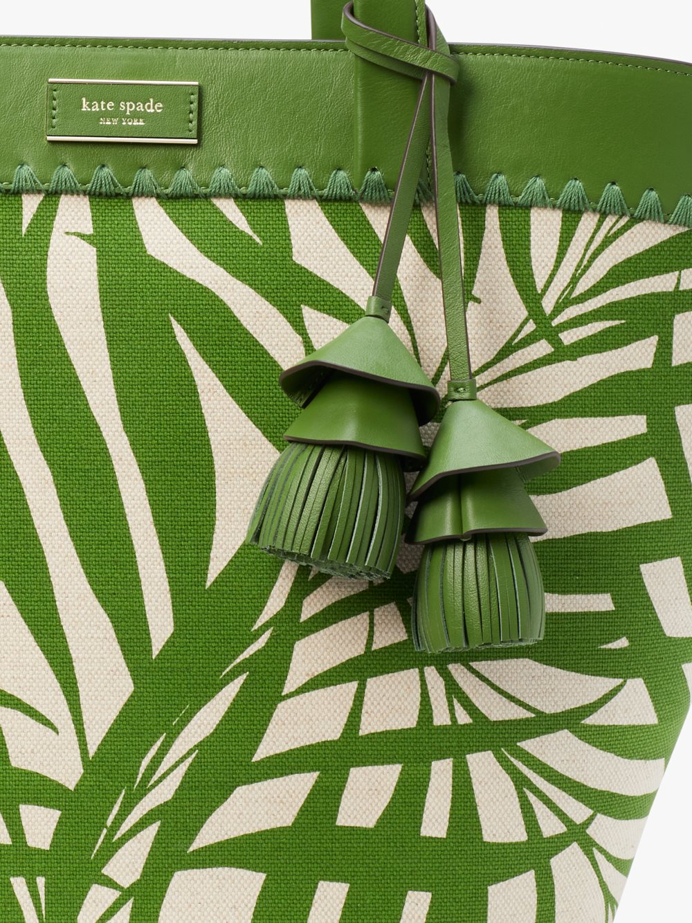 Women's bitter greens multi the pier palm fronds canvas medium tote | Kate Spade