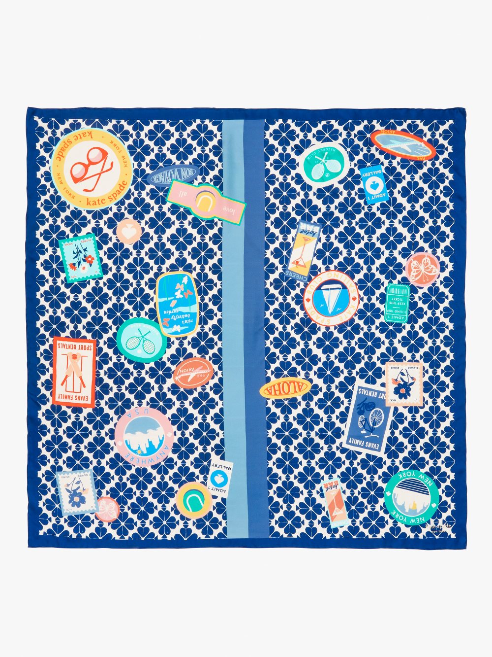 Women's 992 multi (febraury) travel stickers silk square scarf | Kate Spade