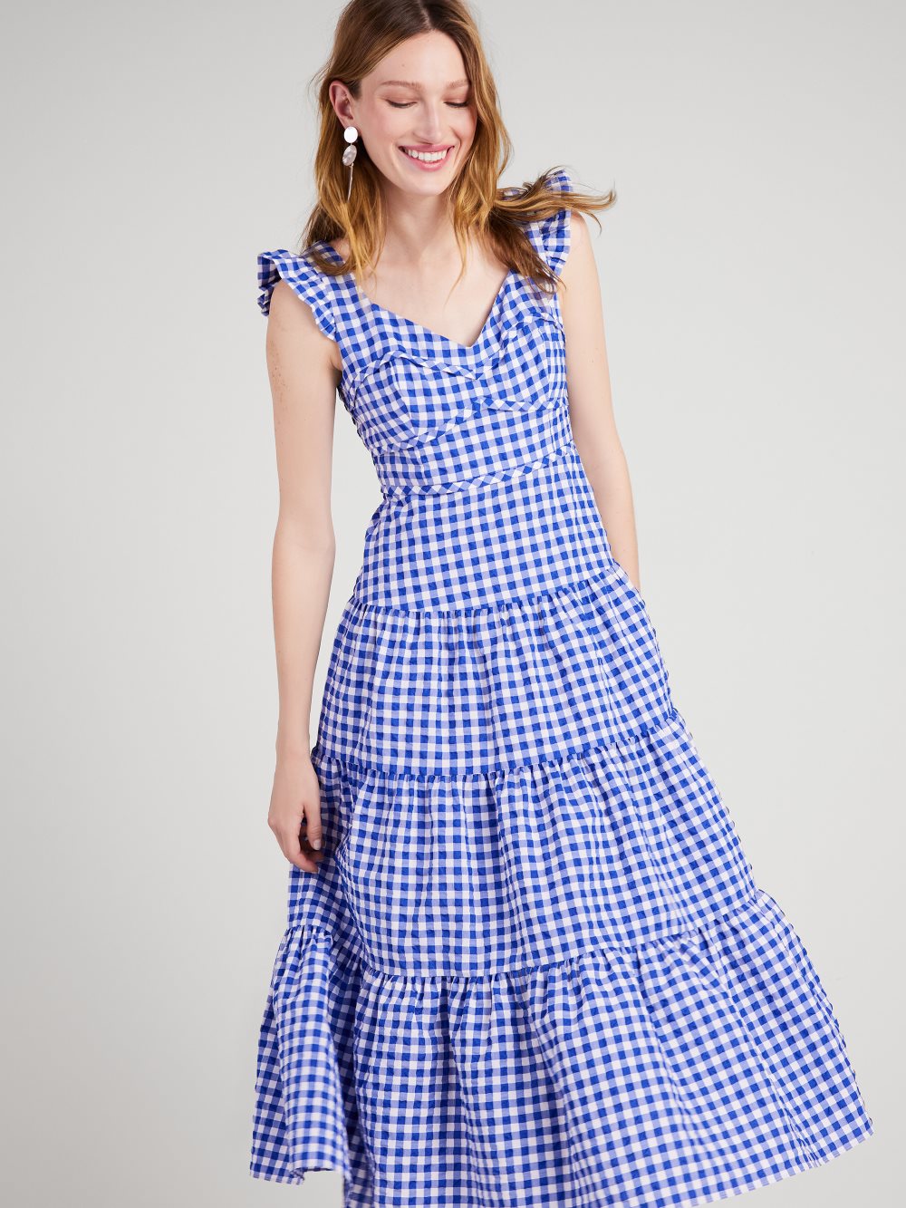 Women's blueberry gingham tiered dress | Kate Spade