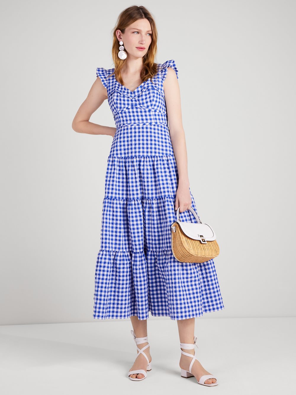Women's blueberry gingham tiered dress | Kate Spade