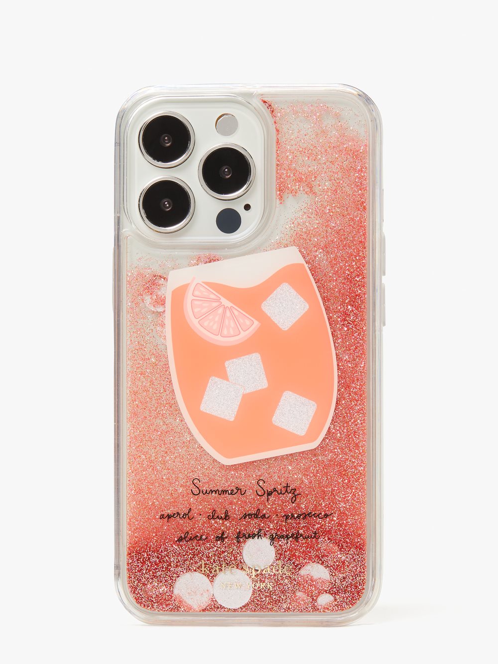 Women's peach multi. campari liquid glitter iphone 13 pro case | Kate Spade