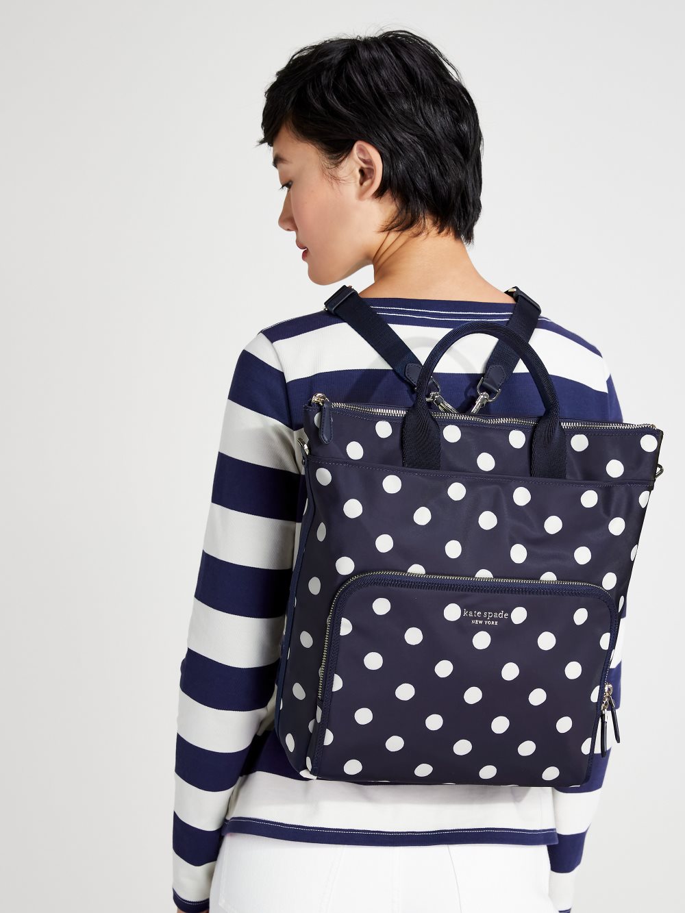 Women's rich navy multi the little better sam sunshine dot convertible backpack | Kate Spade