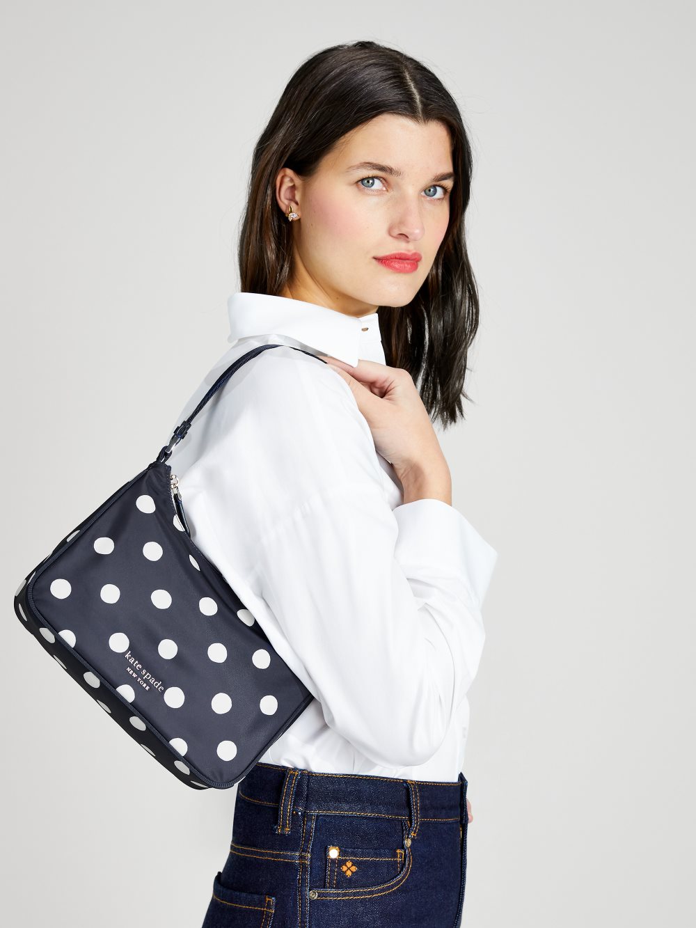 Women's rich navy multi the little better sam sunshine dot small shoulder bag | Kate Spade