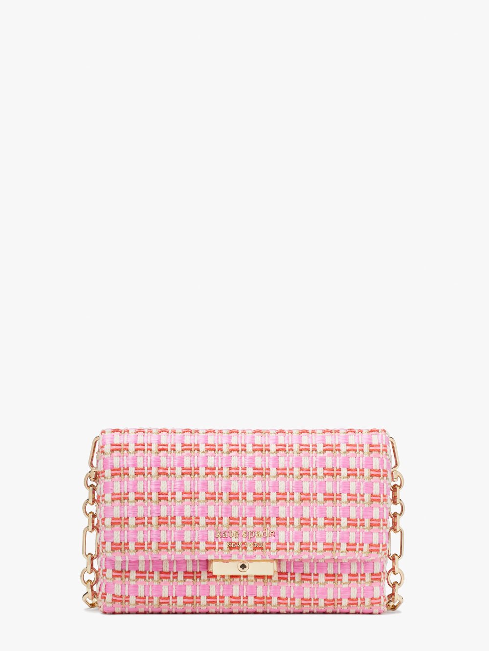 Women's pink multi. carlyle raffia tweed chain wallet | Kate Spade