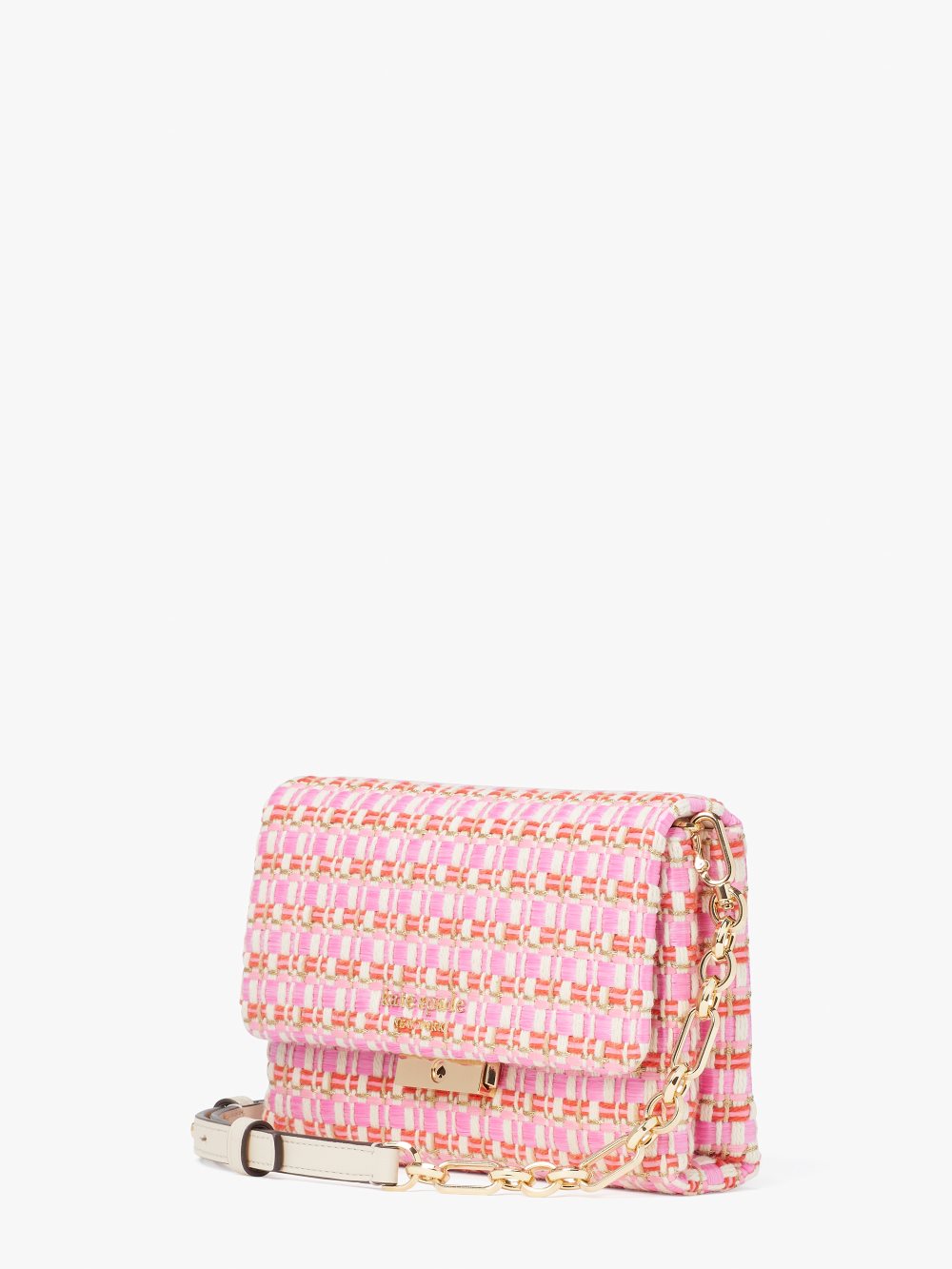 Women's pink multi. carlyle raffia tweed chain wallet | Kate Spade