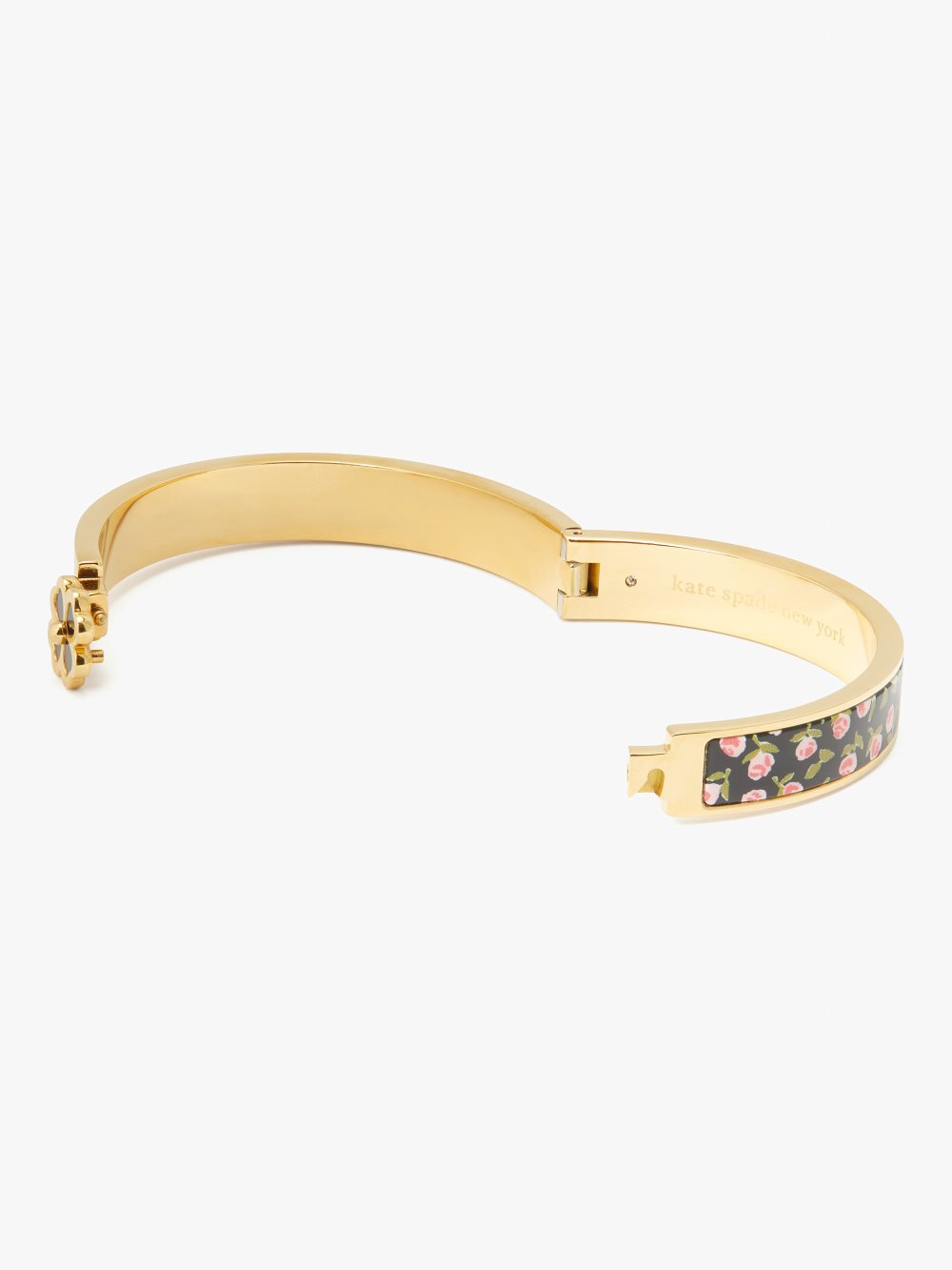 Women's black ditsy rose heritage spade flower hinged bangle | Kate Spade