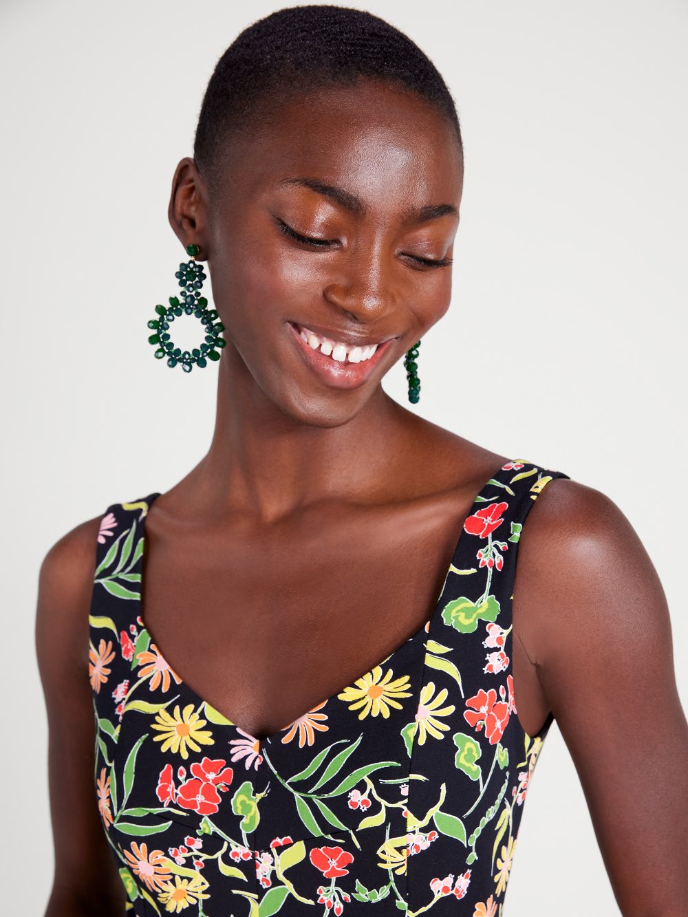 Women's  black multi.  rooftop garden floral grace dress | Kate Spade