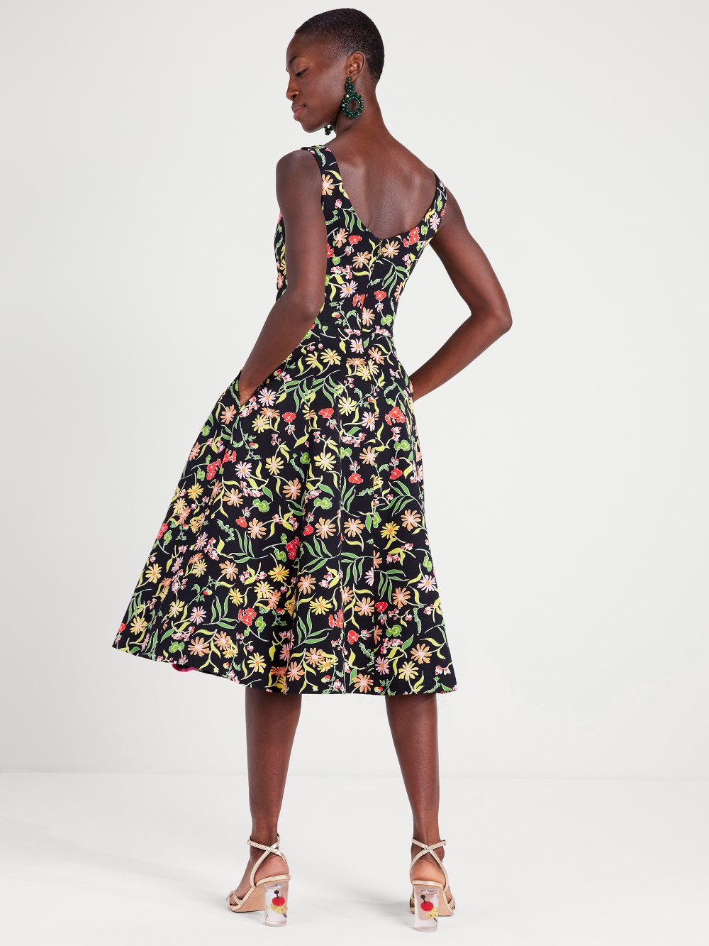 Women's  black multi.  rooftop garden floral grace dress | Kate Spade