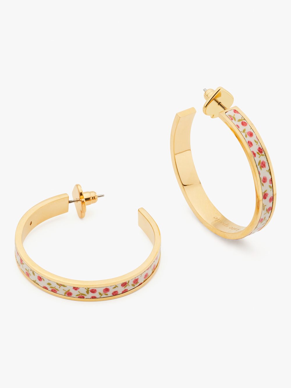 Women's cream ditsy rose heritage spade flower hoops | Kate Spade