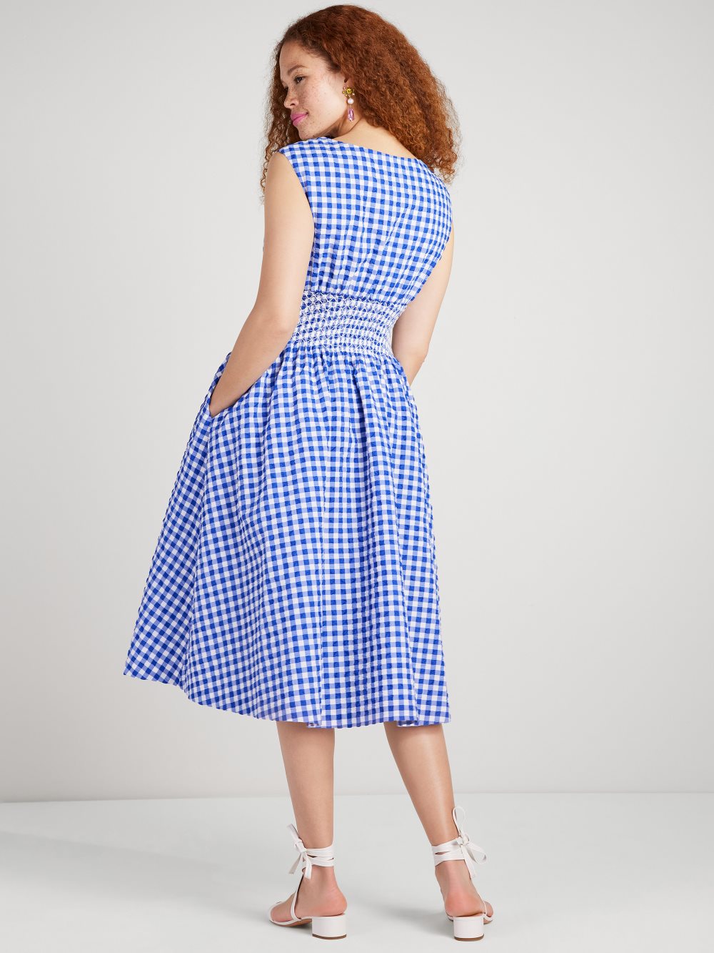 Women's blueberry gingham smocked-waist dress | Kate Spade