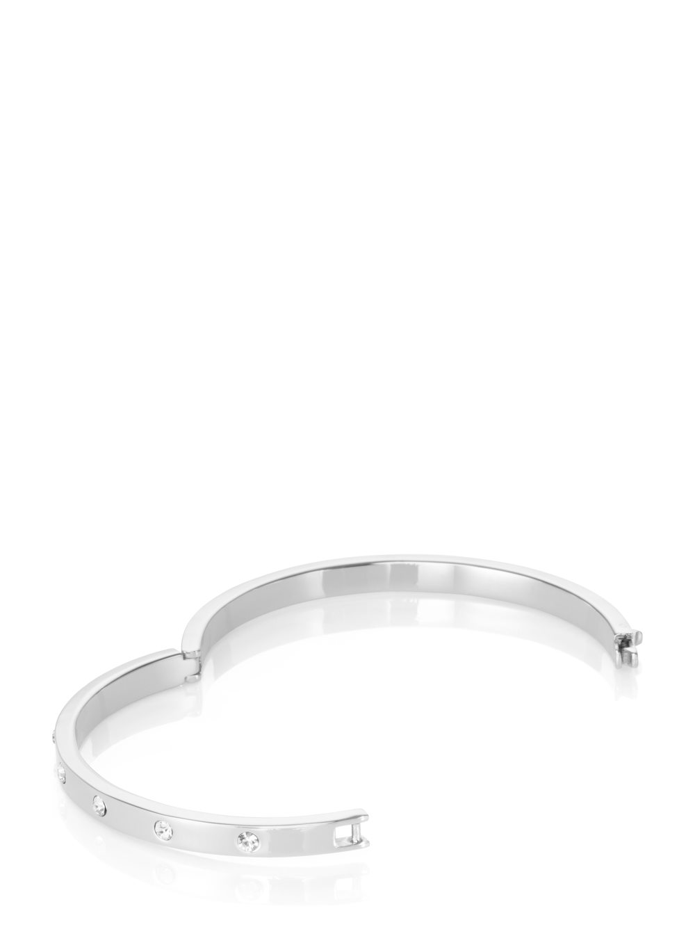 Women's clear/silver set in stone stone hinged bangle | Kate Spade