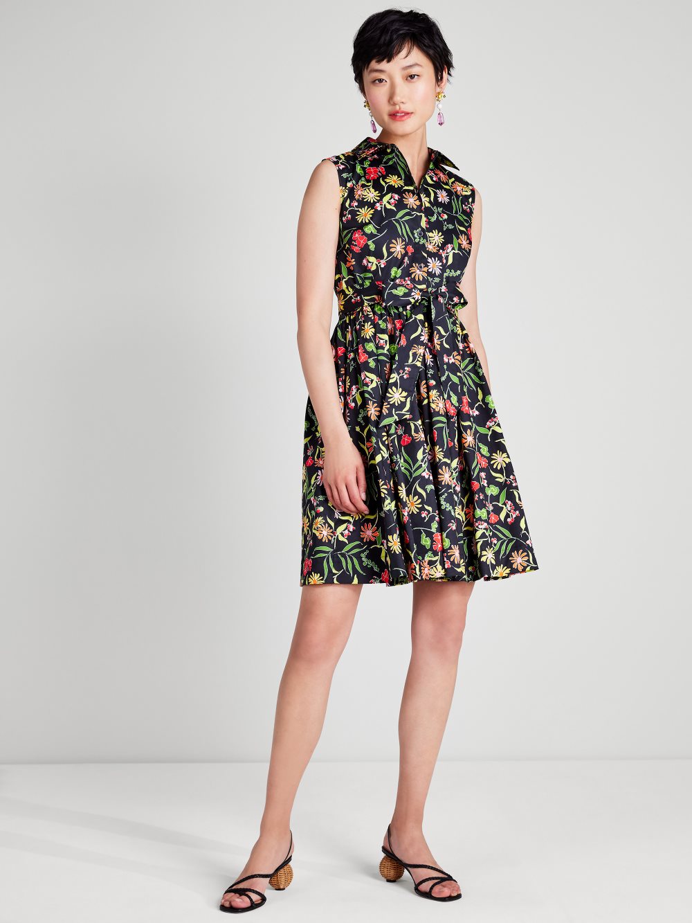 Women's  black multi.  rooftop garden floral marina dress | Kate Spade