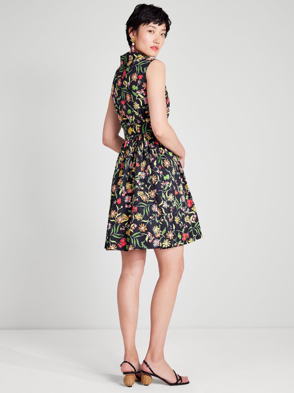 Women's  black multi.  rooftop garden floral marina dress | Kate Spade