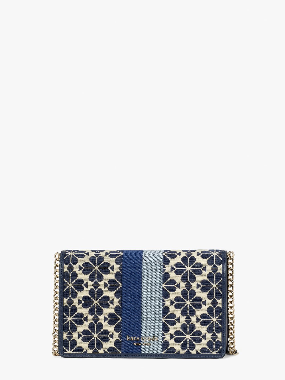 Women's blue multi spade flower jacquard stripe chain wallet | Kate Spade