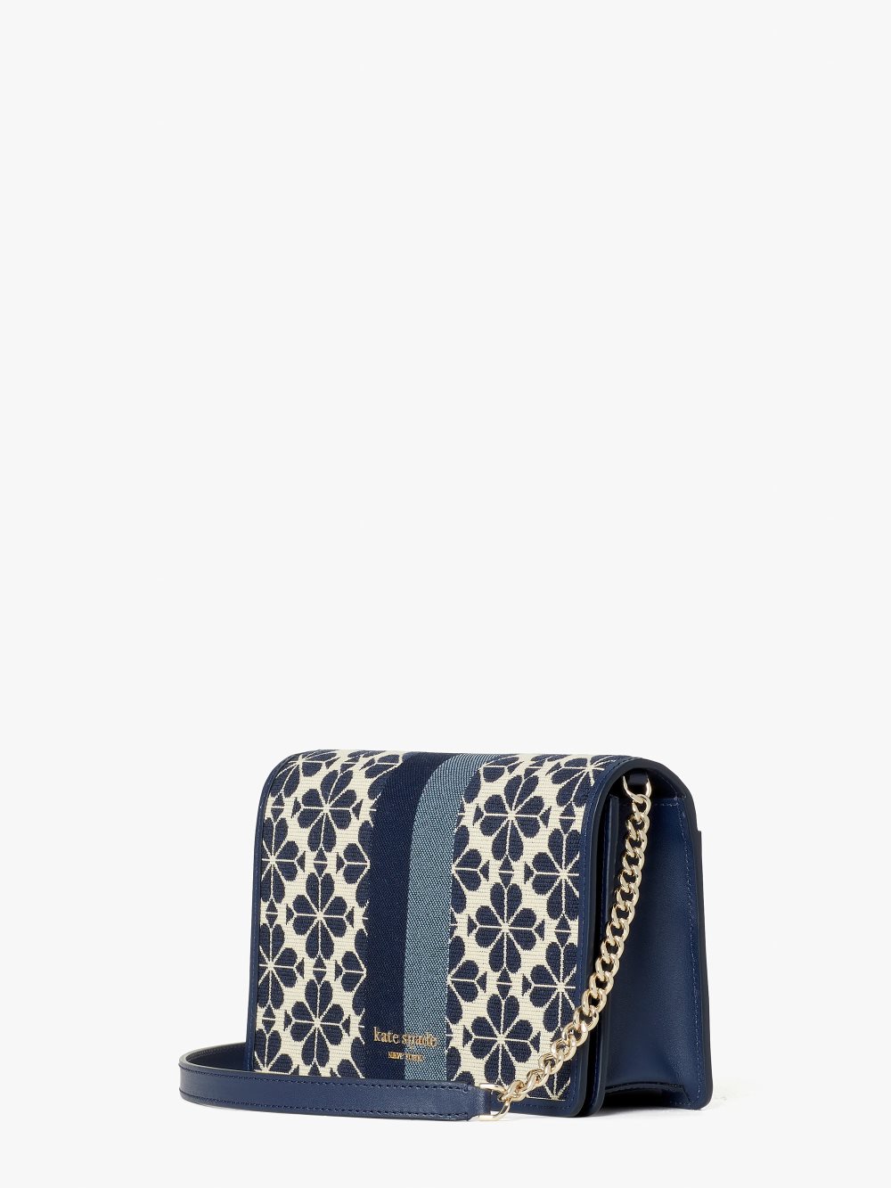 Women's blue multi spade flower jacquard stripe chain wallet | Kate Spade