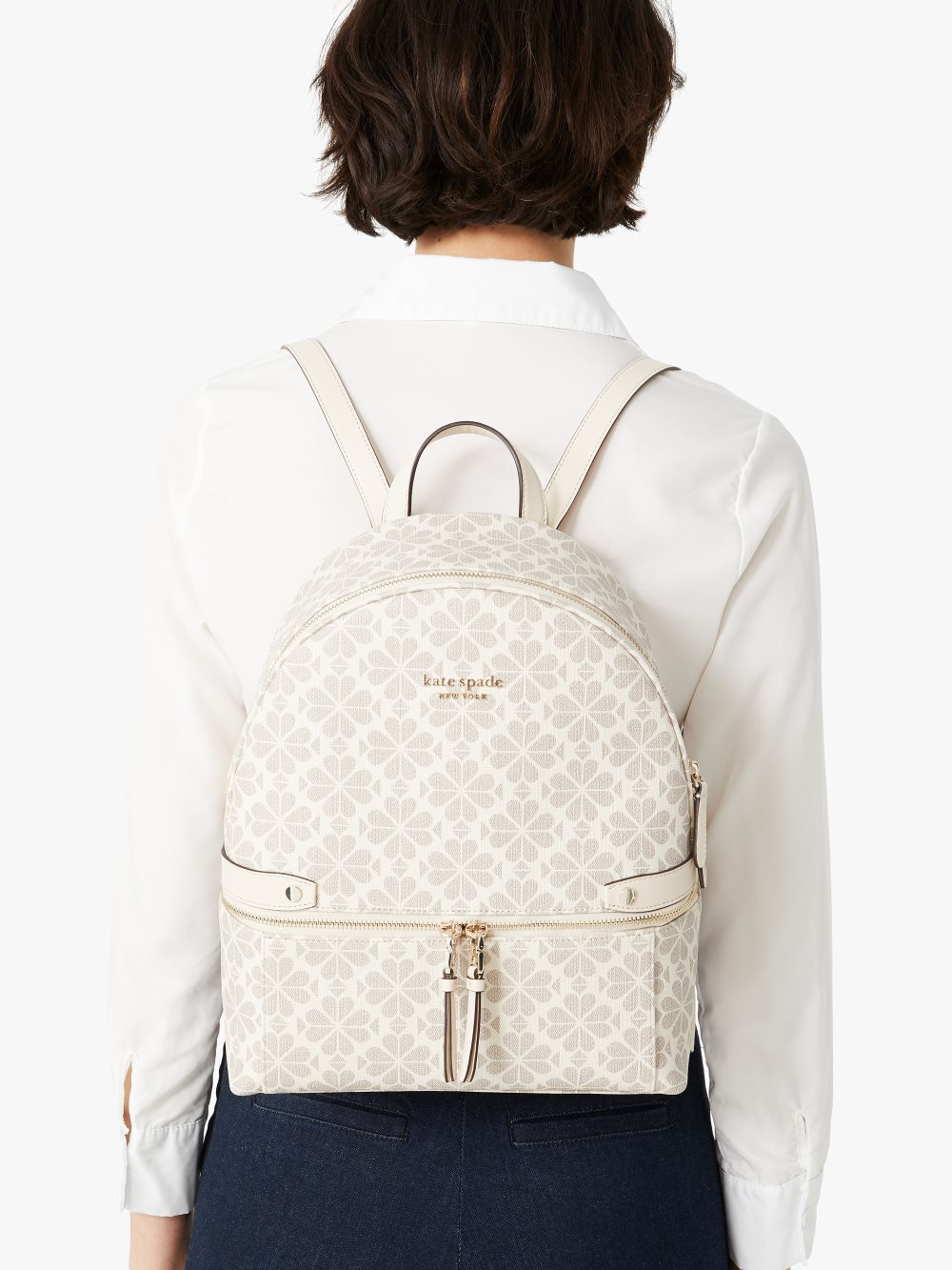Women's parchment multi spade flower coated canvas day pack medium backpack | Kate Spade