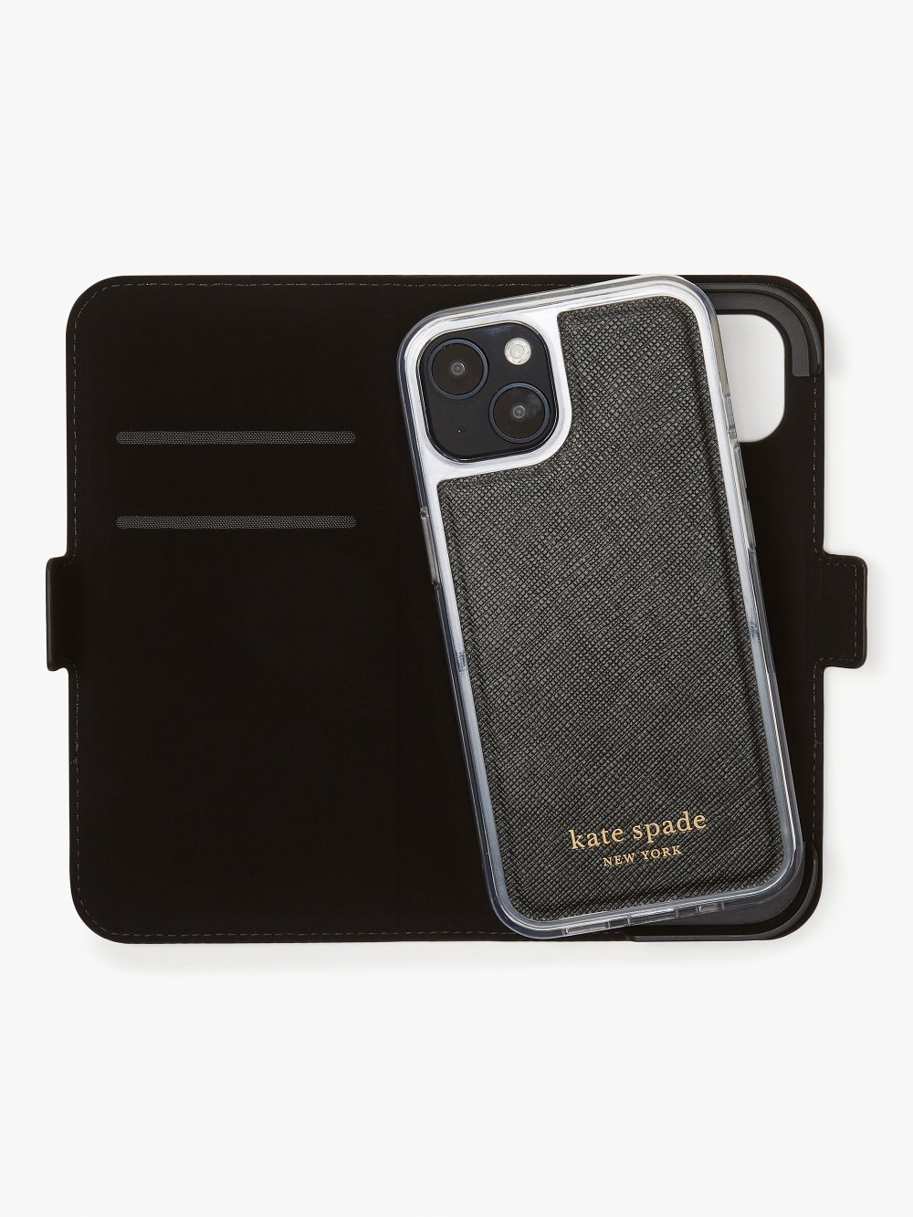 Women's warm beige/black spencer iphone 13 magnetic wrap folio case | Kate Spade