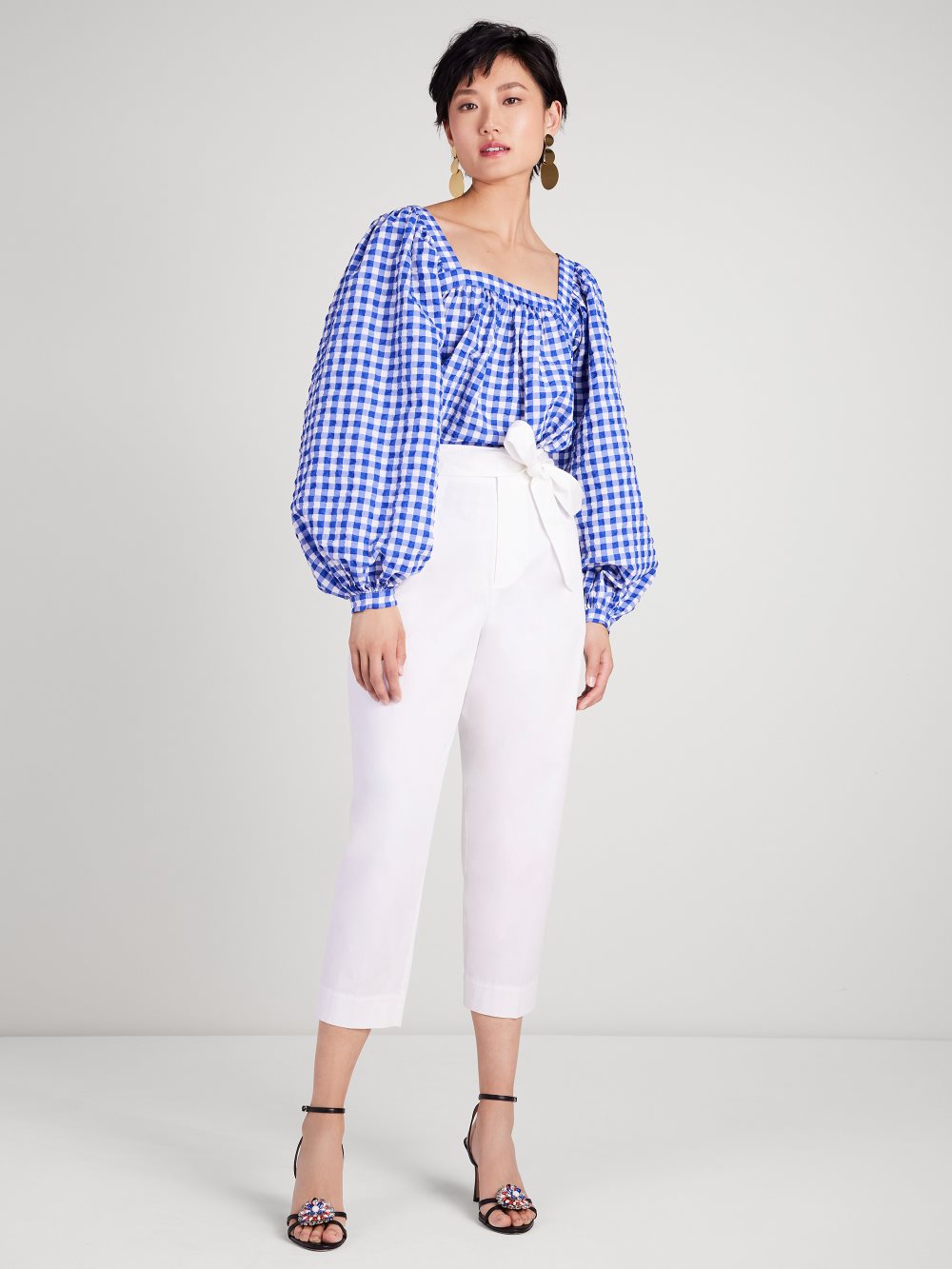 Women's blueberry gingham square-neck top | Kate Spade