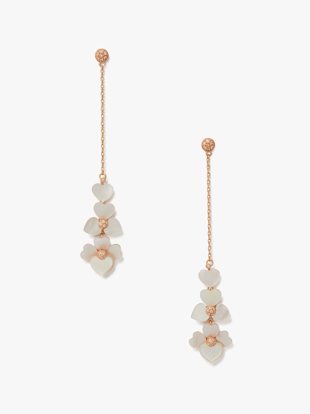 Women's cream multi/rose gold precious pansy linear earrings | Kate Spade