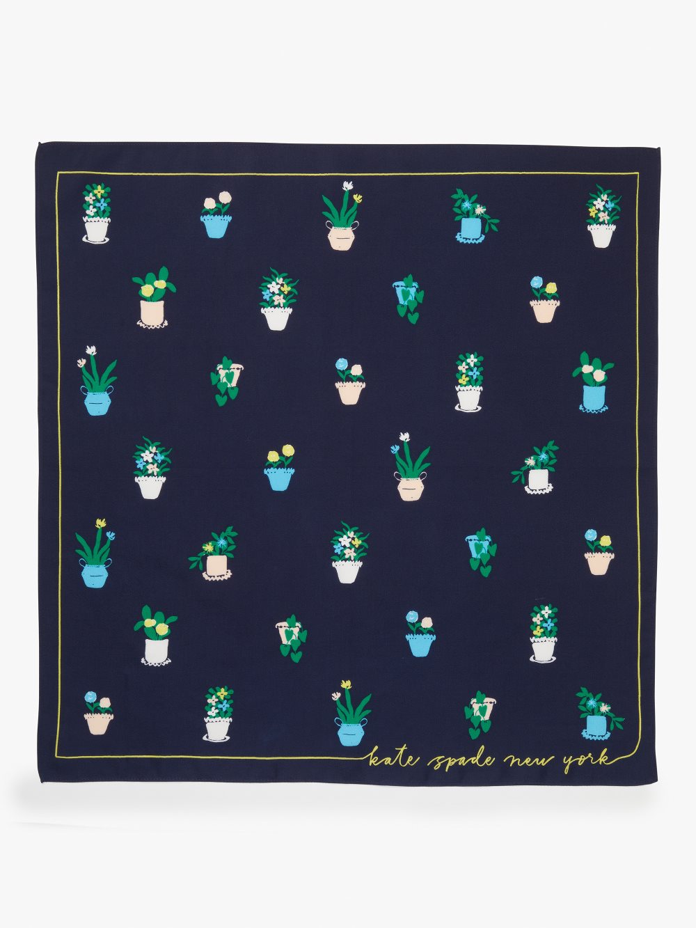 Women's 431 squid ink (april) house plants cotton-silk bandana | Kate Spade