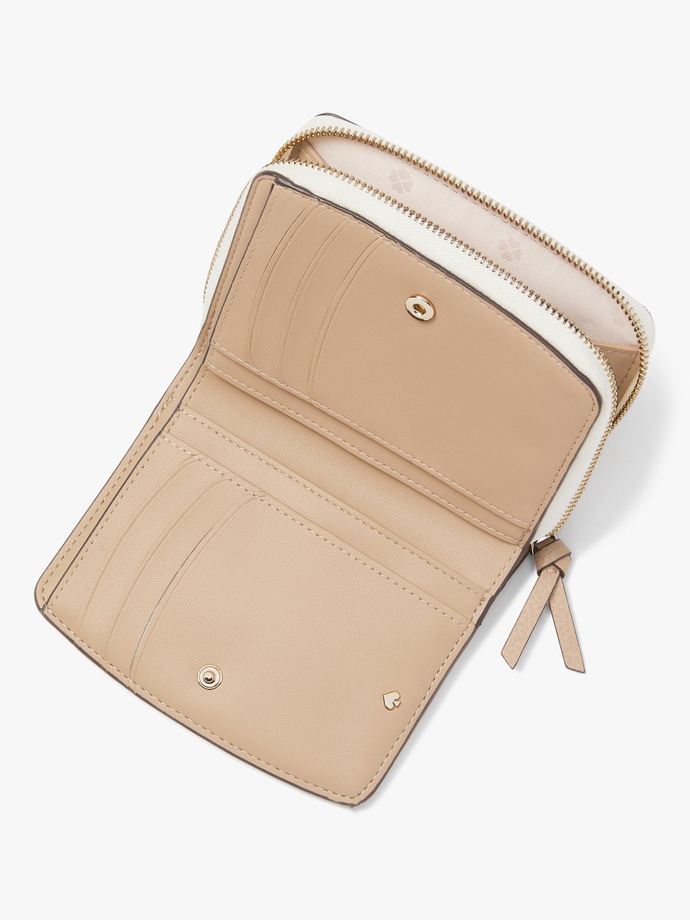 Women's warm stone multi knott colorblocked small compact wallet | Kate Spade