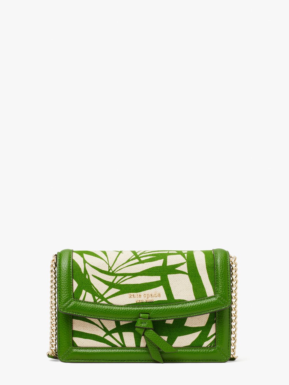 Women's bitter greens multi knott palm fronds canvas flap crossbody | Kate Spade