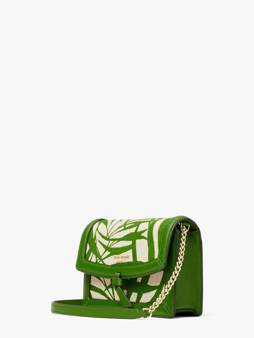 Women's bitter greens multi knott palm fronds canvas flap crossbody | Kate Spade