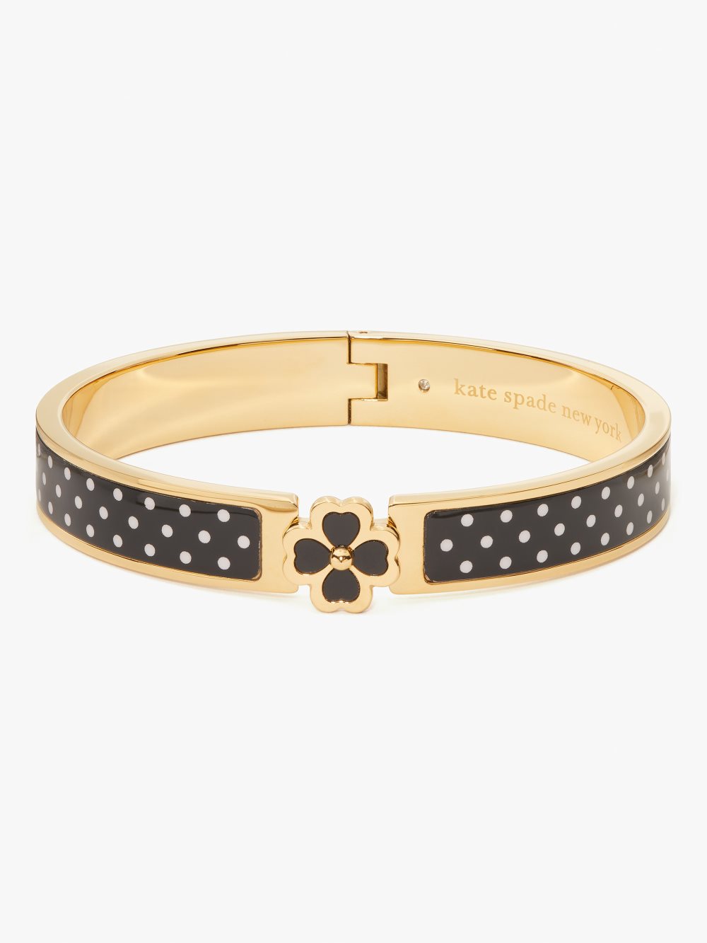 Women's black/white heritage spade flower hinged bangle | Kate Spade