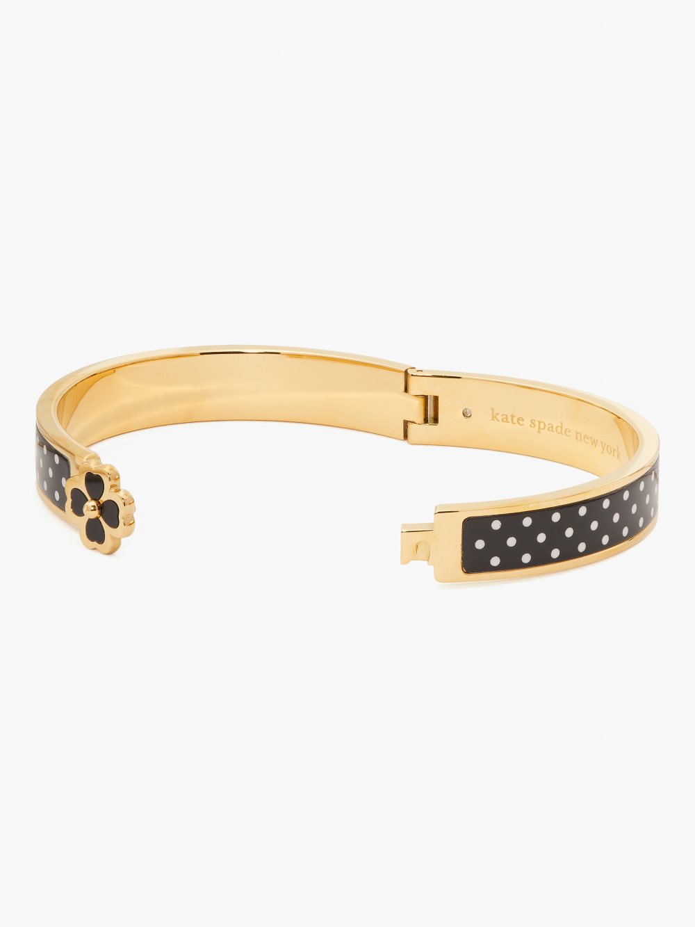 Women's black/white heritage spade flower hinged bangle | Kate Spade