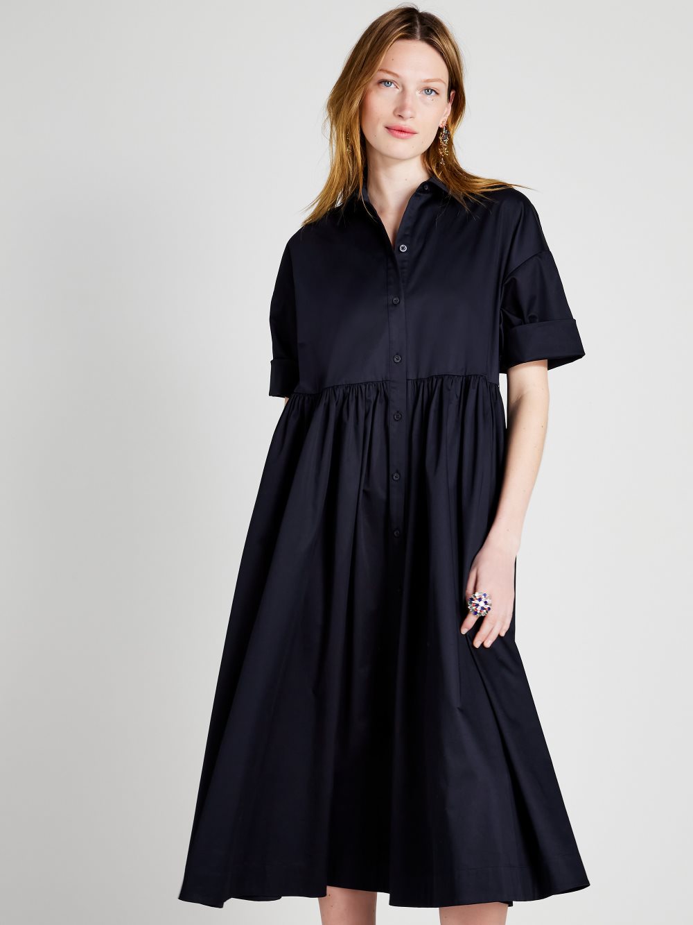 Women's  black  poplin midi montauk dress | Kate Spade