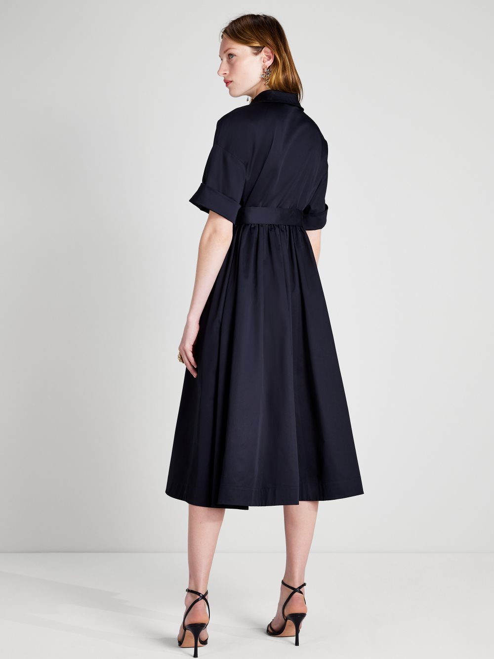 Women's  black  poplin midi montauk dress | Kate Spade