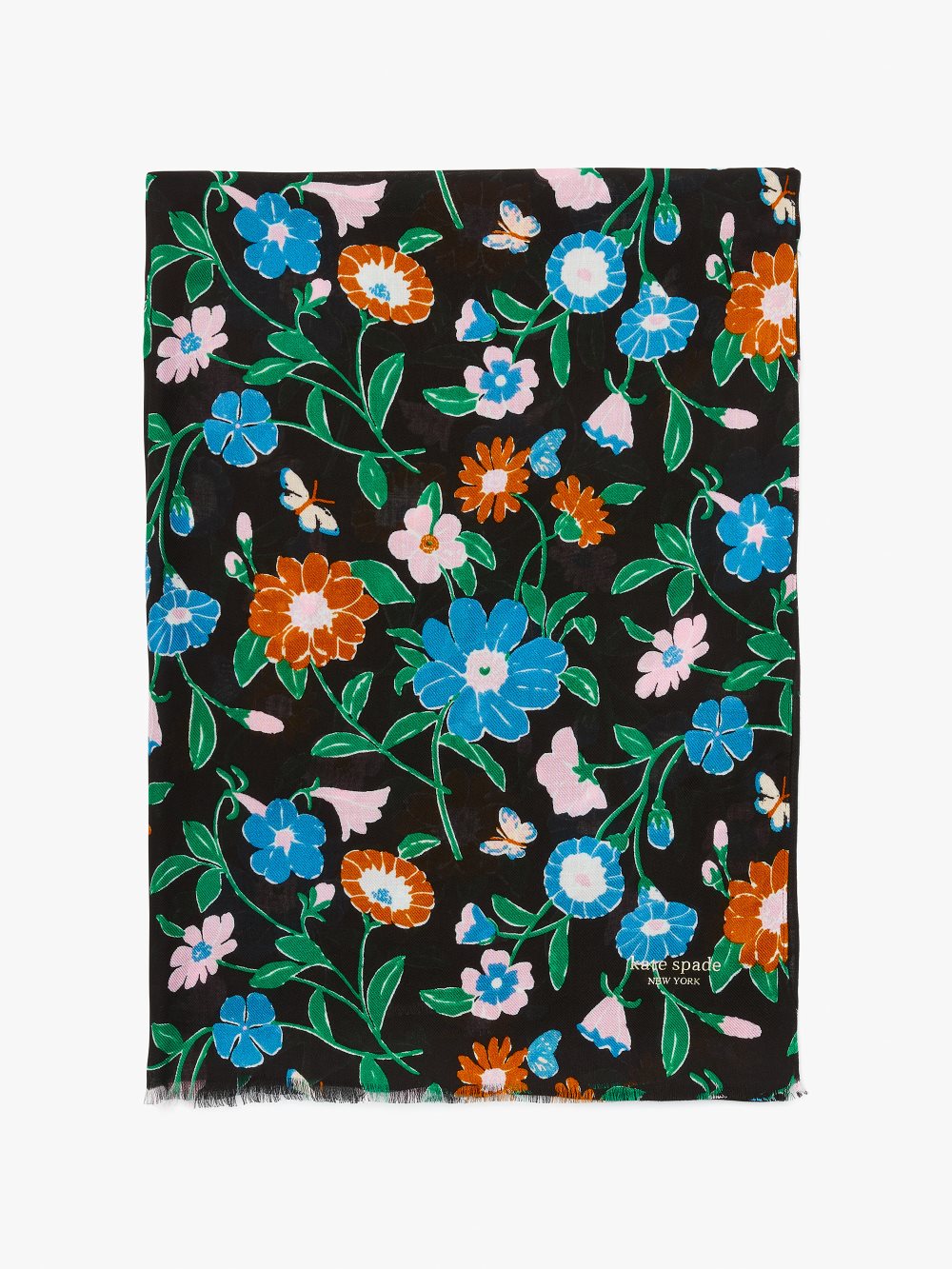 Women's 001 black (february) floral garden oblong scarf | Kate Spade