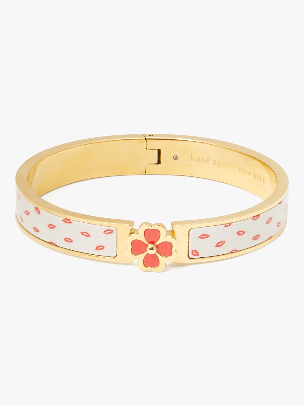 Women's cream kisses heritage spade flower hinged bangle | Kate Spade