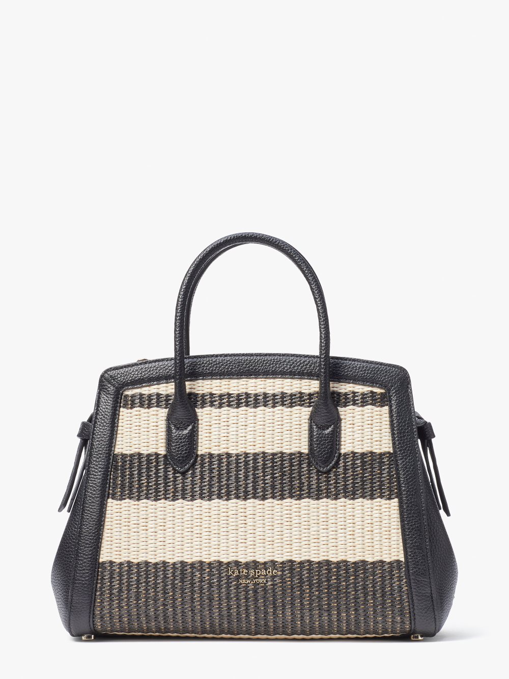 Women's black multi. knott striped straw medium satchel | Kate Spade