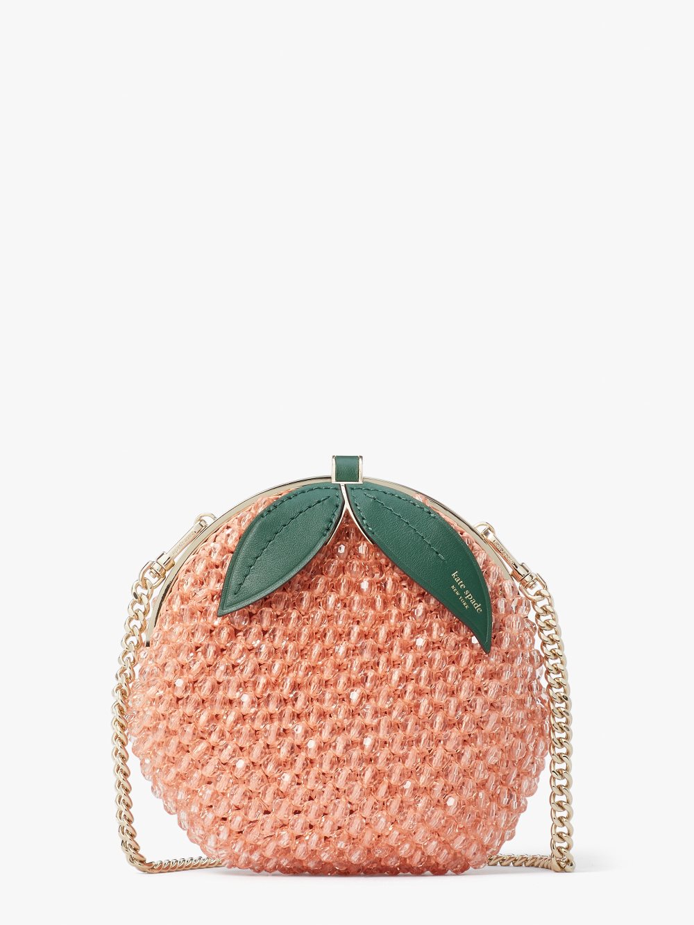 Women's guava juice bellini embellished crochet 3d peach crossbody | Kate Spade