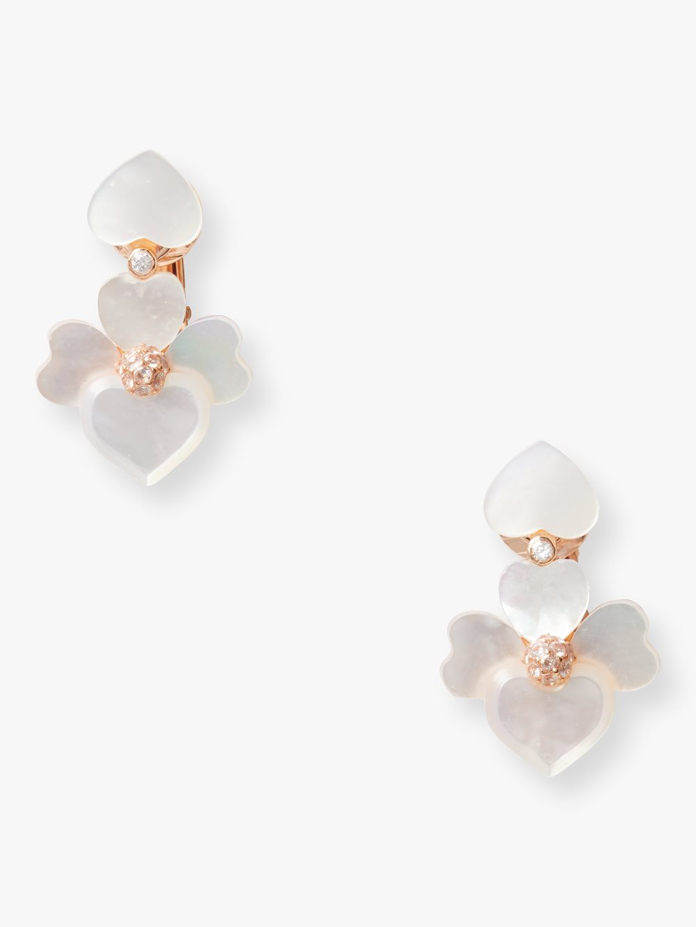 Women's cream multi/rose gold precious pansy clip-on drop earrings | Kate Spade