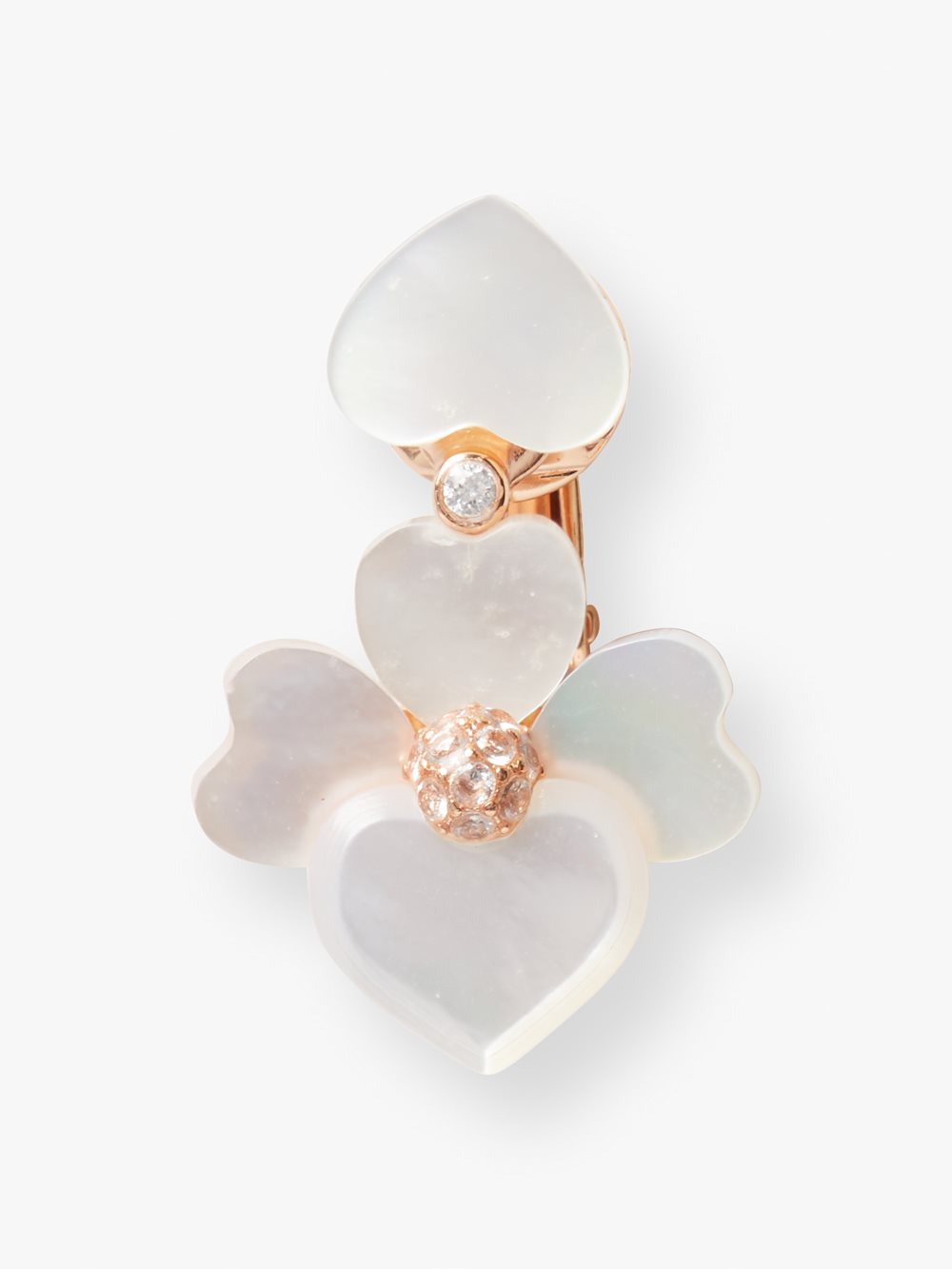 Women's cream multi/rose gold precious pansy clip-on drop earrings | Kate Spade